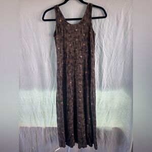 Rabbit Rabbit Rabbit Designs Midi Dress Brown Floral – fits S/M – EUC